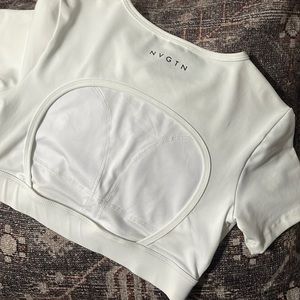 NVGTN white open back tee